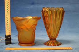 Lot Frosted Amber Glass Vase With