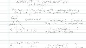intercepts of linear equations math