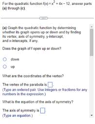 Answered For The Quadratic Function
