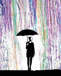 Rainbow Rain Art Umbrella Woman Art
