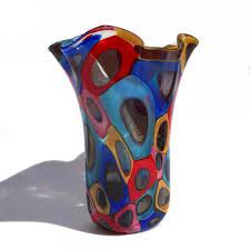 murano glass vase multicolored spotted