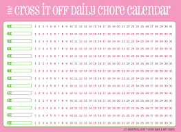 Free Printable Cross It Off Chore Calendar Pink And White Free