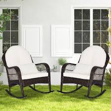 Patio Rattan Rocking Chair With Seat