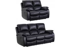 roma black leather recliner 3 2 sofa