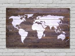 Wooden World Map Wall Decor Interior