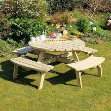 Zest Rose Round Picnic Table One Garden