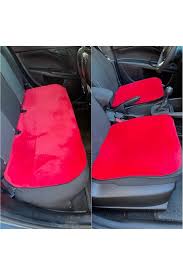 Red Faux Fur Furry Car Seat Covers