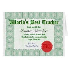 Make A Worlds Best Teacher Certificate Award Card Zazzle Com