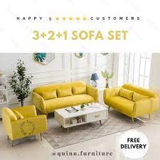 sleek velvet luxury sofa family set