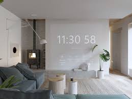 projected screen on white wall modern