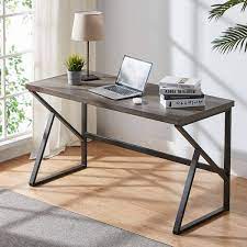 Rustic gray • l desk dimensions: Amazon Com Hsh Industrial Home Office Desk Metal And Wood Computer Desk Rustic Vintage Soho Study Writing Table Grey 55 Inch Kitchen Dining