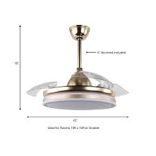 Led French Gold Retractable Ceiling Fan