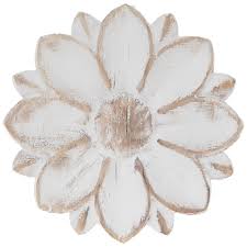 White Rustic Flower Wood Wall Decor