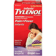 Infants Tylenol Pain Reliever Fever Reducer Oral Suspension Grape Flavor