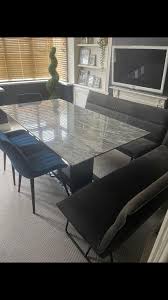 Marble Table With Suede Corner Sofa And