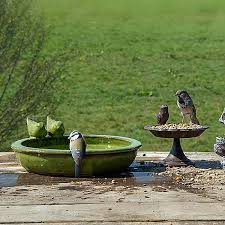 Green Ceramic Round Bird Bath By Fallen