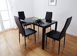 Black Glass Dining Table Set With 4