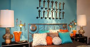 turquise and orange home decor