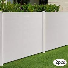 Yiyibyus 48 In White Pvc Vinyl Outdoor Freestanding Privacy Screen Panel Metal Garden Fence 2 Pack
