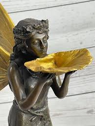 Large Bronze Metal Garden Fairy Statue