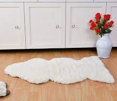 sheep skin faux fur floor mat ivory