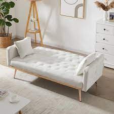 urtr 64 9 in white velvet sofa bed