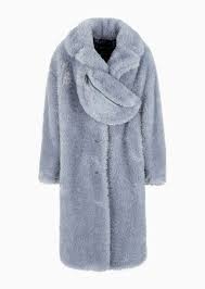 Faux Fur Coat With Lapels And Belt Bag