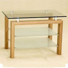 Adsila Clear Glass Tv Stand With Oak