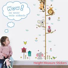 Jungle Animal Monkey Owl Growth Chart Stadiometer Stickers Height Measure Decal For Kids Room Nuresery Wall Door Decor Art Mural Home Decor Wall Art