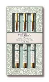 william morris set of 3 gift boxed pens