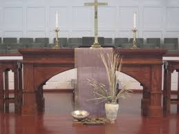 Between the porch and the altar let the priests, the ministers of the lord, weep, and say, spare, o lord, your people, and make not your heritage a reproach, with the nations ruling over them! Ash Wednesday Altar Jute Stones Representing Christ In The Desert At The Beginning Of His Ministry Dried Palms Ashes Re Church Decor Altar Decorations Decor