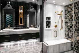 The use of marble bathroom accessories can add that elegant design element to compliment your existing decor. Black Floating Dual Sink Vanity With Thick White Marble Countertop Contemporary Bathroom