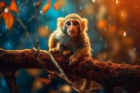 cute baby monkey on a tree branch