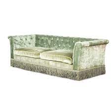 Settees, loveseats and apartment sofas are ideal for small living rooms or studios. Vintage Style Sofa Upholstered In Velours Bottom Fringes