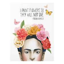 Glass Print Frida S Thoughts Flowers