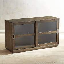 Sienna Wood Sliding Doors Glass Cabinet