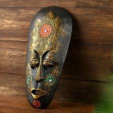 African Mask Golden Aboriginal Style
