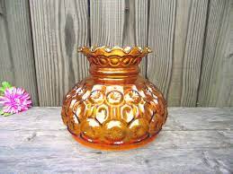 Amber Glass Lamp Shade Victorian Parlor