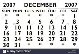 Calendar December 2007 Stock Photo 10518302 Alamy
