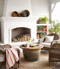 Covered Patio With Fireplace Country