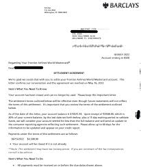 settlement letter with barclays client