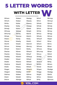 5 letter words with w in the english