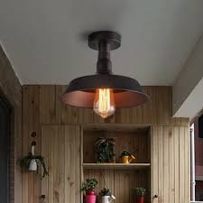 Matte Black Barn Shade Ceiling Lamp