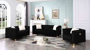 russell black velvet sofa loveseat by