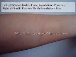 E L F Studio Flawless Finish Foundation Swatches Pic Heavy