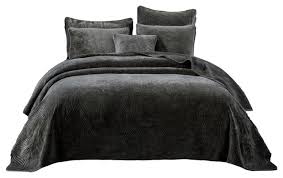 dark brown velvet plush waves bedspread
