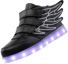 Amazon Com Karkein Led Light Up Hi Top Wings Shoes Usb Rechargeable Flashing Sneakers For Toddlers Kids Boys Girls Walking