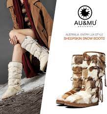 Amazon.com | AUMU Womens Comfort Suede Fur Mid- Calf Winter Boots Chestnut  Size 5 | Snow Boots