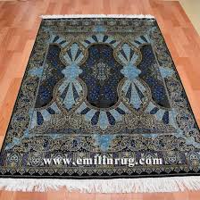 blue turkish silk rug handmade hand