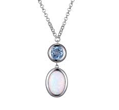 silver necklace with opal topaz blue